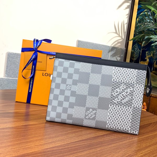 Louis Vuitton N Gef Lschte Pochette Voyage Damier Graphit Grau